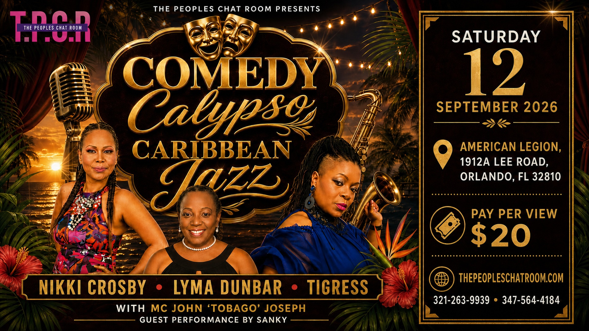 Comedy Calypso Caribbean Jazz event banner