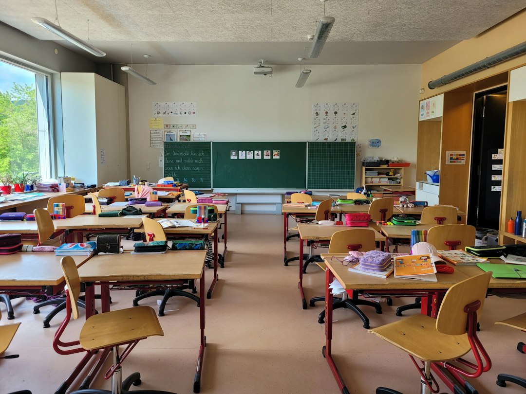 File photograph: elementary-school classroom in Germany; not France or the protests. Photograph date unknown.