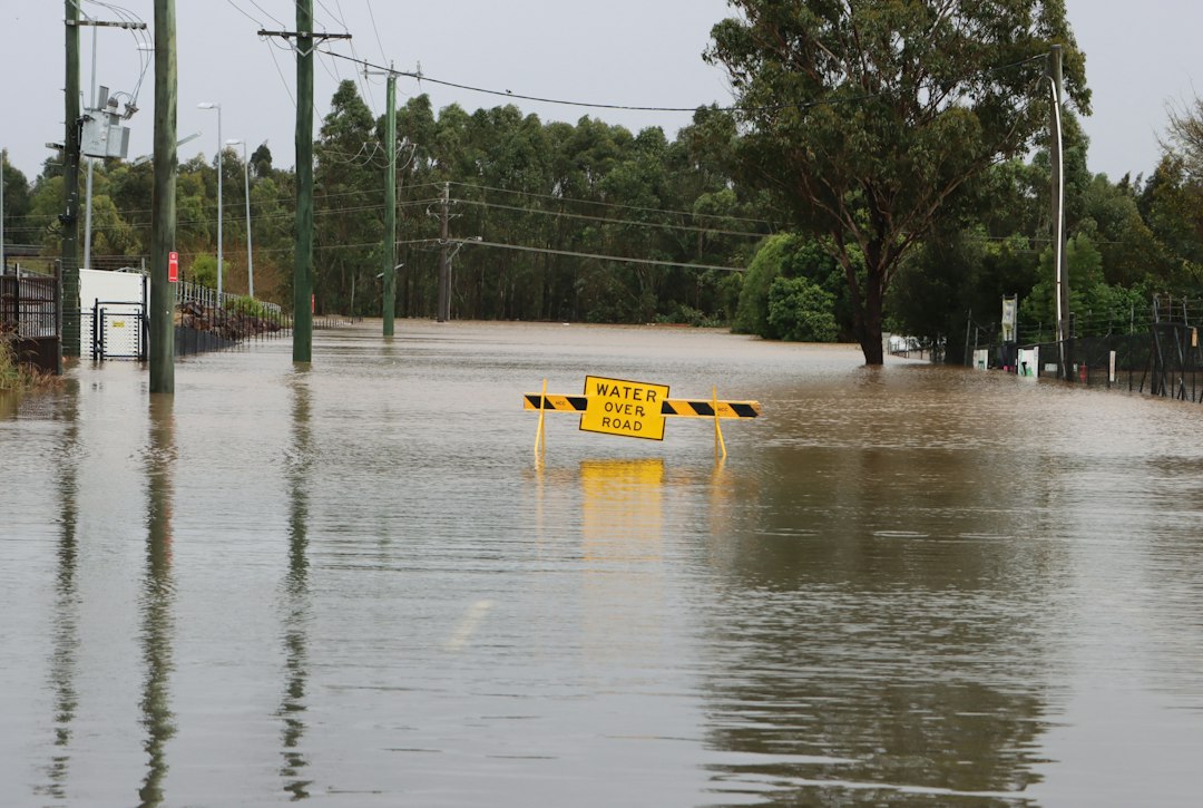 File photograph: flooded road near Windsor, Australia, 5 July 2022. Not Saint Vincent or the October 2026 flooding.