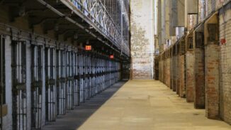 File photograph of an empty prison corridor; not Claxton Bay or a verified Trinidad and Tobago facility.