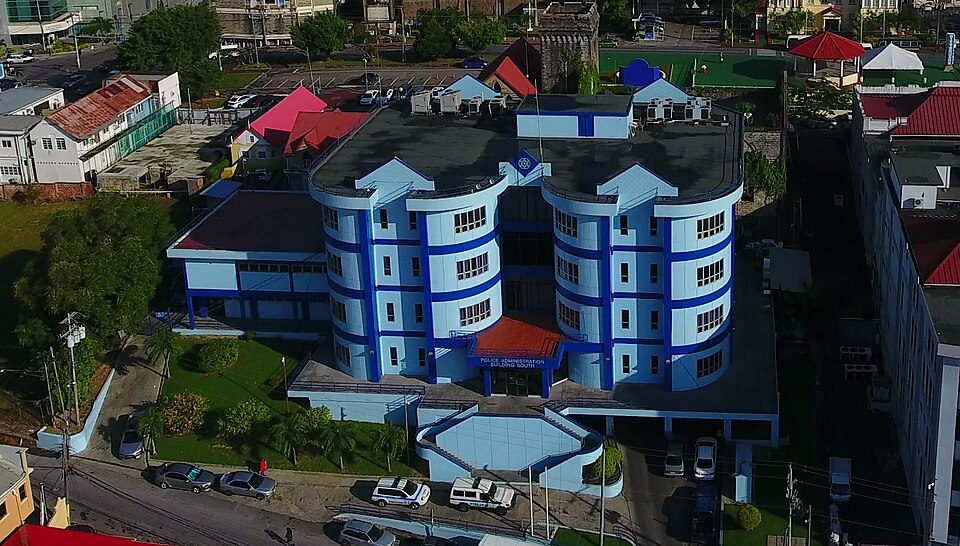 File photograph: San Fernando police headquarters, 23 December 2016. Police-service context; not the Caroni destruction exercise.