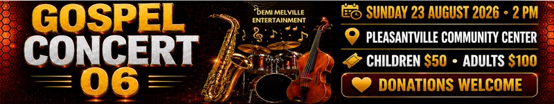 Gospel Concert 06 — Sunday 23 August 2026 at 2 PM, Pleasantville Community Center — donations welcome